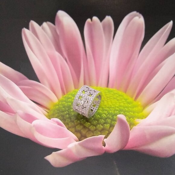 925 Sterling Silver Round Shape Clear Zircon Gemstone Ring Size 7 Women Gift - Picture 7 of 8